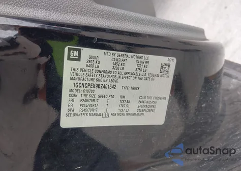 2011 Chevrolet Silverado 1500 Work Truck from USA, damaged, VIN 1GCNCPEX9BZ401542